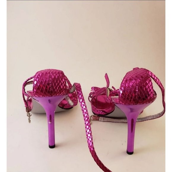 Guess Hopeful Strappy Metallic Stiletto Heels Pink Size 8.5 - Picture 5 of 5